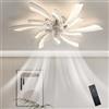 Caufloce LED Lampadario Con Ventilatore Da Soffitto Silenziosio, Moderno Dimmerabile Lampadario Ventilatore Smart Reversibile Telecomando Luce Ventilatore Camera Da Letto Soggiorno, Cucina-White