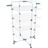 Bricozone Stendibiancheria Verticale con Rotelle Salvaspazio e Pieghevole in Acciaio con 4 Ripiani e 2 Supporti per Grucce per Stendere Biancheria Lenzuola e Abiti Misure 168,5x71x71cm (Bianco e Blu)