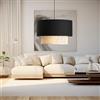 lux.pro Lampada a Sospensione - Altezza 70 cm - Lampada da Soffitto con Paralume a Doppio Cilindro Lampadario con Abat-jour in Tessuto - Nero/Giallo