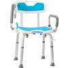 Sonnewelt Sgabello da doccia Sedia da doccia con bracciolo rimovibile e schienale, regolabile in altezza, sgabello da bagno 37,5-50,5 cm, piedini antiscivolo, stabile sedia da doccia per anziani