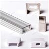Aftertech® 2m 2metri 1807 17x7mm PROFILO ALLUMINIO PER STRISCE STRIP LED BARRA RIGIDA 2MT + COVER TRASPARENTE