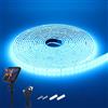 HEGEHE 24V striscia LED solare [2m, ghiaccio blu], alimentazione solare, IP68 impermeabile flessibile, 1200MAH striscia LED in silicone, illuminazione decorativa giardino di Natale