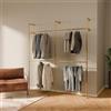 pamo Barra Appendiabiti da Parete in stile industriale - 201x222x32 cm - guardaroba aperto o porta abiti oro con tubi d'acqua per casa e per camera da letto