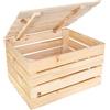 Creative Deco Baule in Legno Naturale con Coperchio Grande | 50 x 40 x 30 | Baule da Esterno, Cassapanca Vintage Shabby | Armadio Legno Portaoggetti per Contenere | per Decorare Fai-da-Te