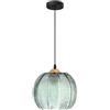 SANGPAO Lampada a sospensione da magazzino in vetro verde nordico per fattoria Isola della cucina Lampadario grande in riva al mare Lampada a sospensione a soffitto con sfera di vetro a costine nordic