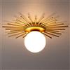 Zi Yang Moderno Creativo Plafoniera Metallo Lampada da Soffitto Forma del Sole Illuminazione a Soffitto Tondo Bicchiere Palla Paralume Illuminazione Interna Presa G9 Per Cucina Ristorante Bar Caffetteria