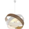 Lindby Lampada a Sospensione Moderna in Tessuto, da Soffitto Pendente Stile Vintage Retrò Lampadario LED Accogliente per Camera Letto Cucina Soggiorno Bianco e Marrone 60cm