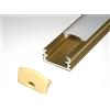 Marc LED Ltd Profilo in alluminio per strisce e nastri LED LED, P2, in oro anodizzato, con copertura opale, con due estremità, lunghezza: 1 m/100/1000 mm