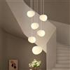 HYQJUNE Moderna Lampada A Sospensione E27 Ciottoli Scale Lampadario Da Soggiorno Luci Pendenti Sala Da Pranzo Alberghi Ingresso Polistirene Lampada Regolabile In Altezza Plafoniera(Neutral light,6-head)