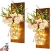 Yuehuamech Vaso rustico che appende le luci a parete con telecomando Timer Peonia Eucalipto Arte LED Fata luci per la casa Cottage Camera da letto Decorazione