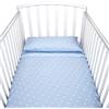 baby idea Babysanity Piumino Lettino Neonato Ricamato Completo Federa e Copripiumino e Lenzuolino con Angoli Sfoderabile Senza Paracolpi Lettino - Made in Italy- (Stellina Azzurro)