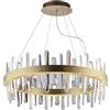 LEOLUX Brahms Lampadario LED Moderno 80 cm Oro con Cristalli - 110W 8800LM CCT 3000K 4000K 6500K - Sospensione Design per Sala da Pranzo, Soggiorno, Tavolo - Dimmerabile