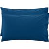 LARA MORADA - Coppia Federe Cuscino Letto, Con GUANCIALE, Tinta Unita, 100% Cotone, Made in Italy, 52X82cm + Pattina Blu Royal