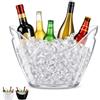 Virsus Secchiello Portaghiaccio Ovale 58654 misura 34,5x26x24 cm, capacità 8 Lt, secchio in plastica per ghiaccio, 2 Maniglie, secchiello per bottiglie Vini Champagne per feste eventi -C (Trasparente)