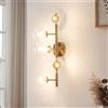 lux.pro Lampada da Parete per Interni con 5 Paralumi Sferici in Vetro Trasparente Applique a 5 Bracci Portalampada per Soggiorno Camera da Letto Corridoio - Dorato