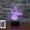 SUPERHONGJIHAO Luce notturna per bambini 3D Drum Kit lampada a led con telecomando 16 colori che cambiano regalo di compleanno di Natale per il bambino