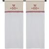 HOME ZEN HOUSEHOLD LINEN coppia di tendine a vetro da cucina art valence shabby tessutto effetto lino seta in poliestere con applicazione farfalla motivo scozzese e inserti provenzali mis 60x150cm dis gran tirolo rosso