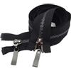 ZacLAy Cerniera Con Denti In Metallo Oro Chiaro Con Doppio Cursore Da 80/100/120Cm, Denti neri neri, 5#, 100cm