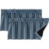 LINFKY Tende corte Mantovana, Termoisolate Tende Piccole per Finestre della Cucina, Tenda Corta per Il Bagno per La Finestra del Camera da Letto, 132x46cm (Blu Pietra,2)