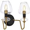 Elstead Lighting Applique a 2 luci Armand, ottone anticato, paralumi in vetro