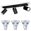 Philips Kosipo Lampada faretti da soffitto (Nero) - Luce bianca calda - Faretto da soffitto 3 punti luce - GU10 - Non dimmerabile