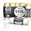 G.M. DISTRIBUZIONE GM 60 Sacchi Spazzatura Con Maniglie 70x100 cm, Colore TRASPARENTE, Capacità 110 Litri, Antigoccia, Sacchetti per Raccolta Differenziata, Fatti in plastica LDPE Made in Italy, 6 Rotoli da 10 Pezzi