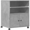 vidaXL Supporto per Stampante con Ruote Grigio Cemento 60x48x74 cm, Supporto per Computer, Organizer per Stampante, Tavolo da Stampante portaoggetti