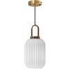 XIRYTU-H Lampada a Sospensione Moderno in Vetro Bianco a Righe, Lampadario Regolabile con Finitura Ottone, Plafoniera E27 per Isola della Cucina, Sala da Pranzo, Camera da Letto (14cm)