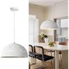 CNMKLM Lampada A Sospensione E27 Rustica Francese, Lampadario A Cupola Bianco Latte Con Intaglio In Resina Design Moderno E Minimalista Per Isola Della Cucina Camera Da Letto Sala Da Pranzo(1 head)