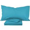 PASSION Completo letto, set lenzuola, Materiale 100% Puro Cotone, Lenzuola sopra, Lenzuolo sotto e 2 Federe da Letto, Biancheria da Letto Tinta Unita, Made in italy (Turchese, Una piazza e mezzo)