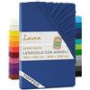 Lavea® Lenzuolo con Angoli Matrimoniale 180x200 cm - Jersey 100% Cotone - Per Materassi Topper fino a 10 cm - Con Elastico Tutto Intorno - Certificato OEKO-TEX - Blu royal
