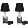 ledscom.de 2x lampada da tavolo FLAKO, interruttore, bachelite, cavo tessile nero, paralume nero, 1x E27 max. 60W, senza bottiglia, senza lampadina