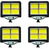 AntDau71® - 4 Pezzi Faretto Solare 128 LED con Staffa di Montaggio, Sensore di Movimento e Telecomando - Illuminazione Potente, Ricarica Solare e Controllo Remoto per Massima Efficienza - CW966-4pz