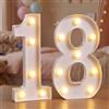 DyingSwan Numeri luminosi a LED, decorazioni per il 18° compleanno, luci decorative a LED, alimentate a batteria, luci per 18° compleanno (bianco caldo)