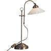 Globo Lighting - Lampada da tavolo a LED regolabile in altezza, in ottone anticato, paralume in vetro orientabile, illuminazione
