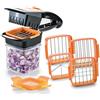 Genius Nicer Dicer Quick Tritatutto per frutta e verdura | Multiaffettatrice 5 in 1 con lame intercambiabili | 30 dadi o 10 fette con un clic (arancione), acciaio inox, 8 x 12 x 21 cm