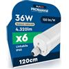 Eurocali 6 Plafoniere LED Impermeabili 36W 120CM 4320 Lumen Waterproof IP65 - Luce Naturale 4000K - Tubo Plafoniera Lineare da Soffitto per Box Garage Magazzino e Ufficio con Alta Luminosità 120 lm/W