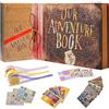 FEIYU BUY Our Adventure Book Realizzato a Mano, Album Rilegato in Pelle 11,92 x 7,62, Lettere in Rilievo, Ispirato a 'Up', Ideale per Foto, Regalo per Anniversari di Coppia,Viaggi,Compleanni,Natale