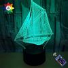 KJsdaADSA Luce notturna per barche a vela 3D 16 colori Alimentazione USB Telecomando interruttore tattile Lampada decorativa Lampada da tavolo a LED Lampada da tavolo per bambini Regalo di compleanno