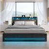 BRILVERDE Letto Imbottito 140x190 con Contenitore Idraulico, Letto Matrimoniale a LED con USB, Funzionale con testiera, Struttura Letto con Rete a doghe, Lino (Grigio, 140 x 190 cm)