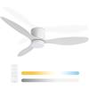 Noaton® Fornax bianco Ventilatore da soffitto con illuminazione, diametro 132 cm, motore DC 40W, LED dimmerabile 22W, 3 temperature di colore, telecomando, timer, 185 m3/min, altezza ventilatore 23 cm