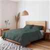 TESSILBOSIO Parure Copripiumino Matrimoniale Water Washed - Copri Piumino 250x200 + Patella e 2 Federe 50x80 - Microfibra Morbida No Stiro Effetto Stropicciato - Sacco Riutilizzabile (Salvia)