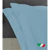 Home Tresor - Raffinata Coppia di Federe Cuscini Letto con Volant - 100% Puro Cotone - Made In Italy - 57 fili cm2 - cm. 52x82 Azzurro