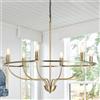 ZenithBeam Lampadario 6-Luci In Oro Spazzolato Design Della Candela,Lampadari Moderni Rurale Fattoria Sala Pranzo,Lampade a Sospensione Rotonde,Illuminazione Soggiorno,Camera Letto,Cucina,Isola,Ingresso,Foyer