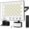 Viugreum 200W Faretto LED da Esterno con Sensore di Movimento, 20000LM 6500K Bianco Freddo Faretto LED da Esterno con Telecomando, IP66 Impermeabile Faro LED Esterno per Giardino Garage Garage