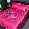 GENPICONG Set di Biancheria da Letto in Seta con Copripiumino, Lenzuolo, Federa, Lenzuolo in Raso di Lusso, Tinta Unita, King Size, Queen Size, Full Size, Twin Size