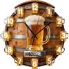 ASD Jewerly Orologio a tema di tazza di birra personalizzata in vetro uomini regalo, stampa piatta 2D nome personalizzato Orologio da parete in vetro di birra Decorazione della casa