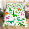 Homemissing Set di biancheria da letto con copripiumino e 1 federa per letto singolo, motivo: dinosauri e dinosauri della giungla