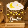 SBUGATTA | Lampada Personalizzata con Nome | Luce Notturna per Bambini | Regalo Nascita Bimba | Idee Battesimo Bimbo Regalo per Neonato (Luna/Nuvole/st)
