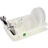 KADAX Scolapiatti da Appoggio con Portaposate e Vaschetta Raccogligocce in Plastica, Scolapiatti da Cucina per Piatti e Bicchieri (Crema, 46.5 x 37 cm)